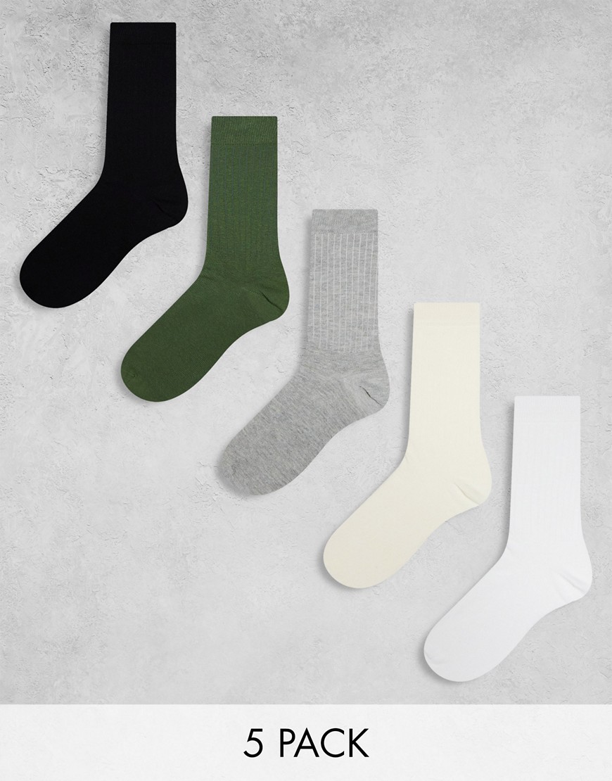 ASOS DESIGN 5 pack smart ankle socks-Multi
