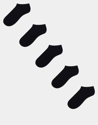 ASOS DESIGN 5 pack sneaker socks in black