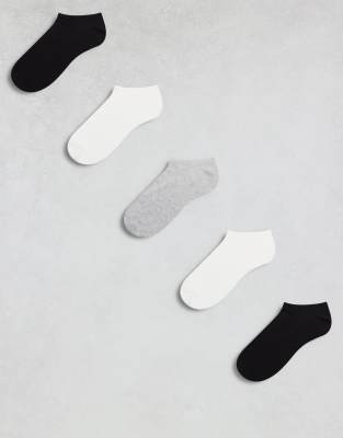 Asos Design 5 Pack Sneaker Socks In Black