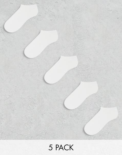 ASOS DESIGN 5 pack sneaker socks in white - view 1