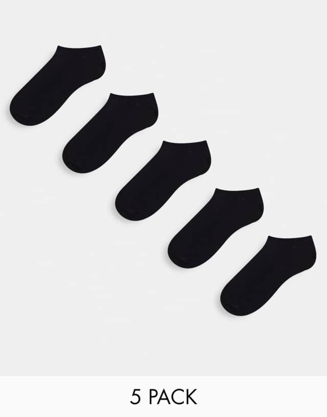 ASOS DESIGN 5 pack sneakers socks in black