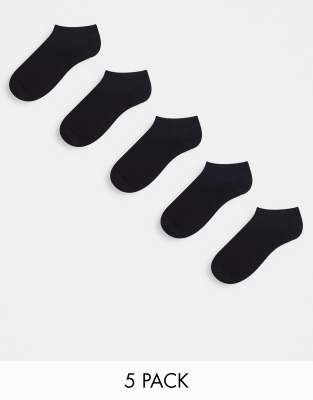 ASOS DESIGN 5 PACK SNEAKERS SOCKS IN BLACK