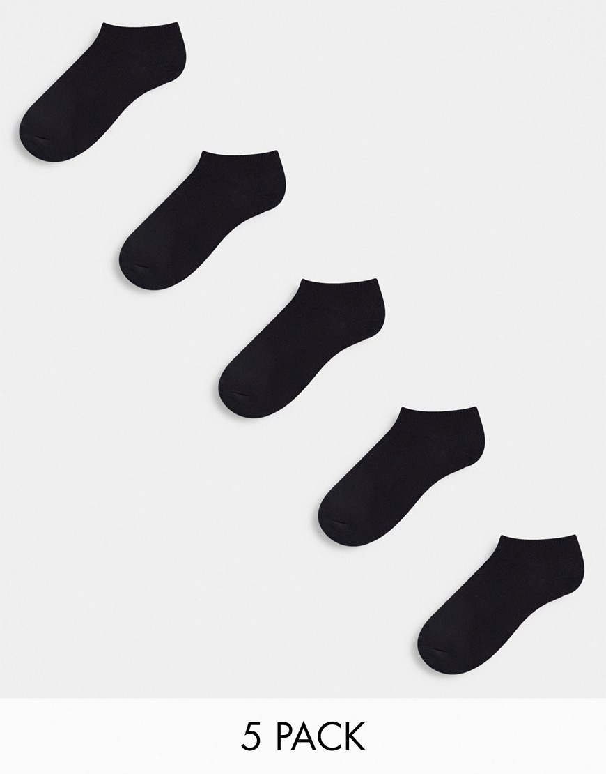 Asos Design 5 Pack Sneakers Socks In Black