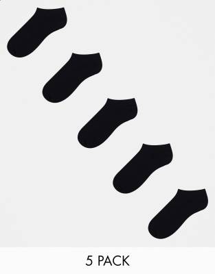 Asos Design 5 Pack Sneakers Socks In Black In Black