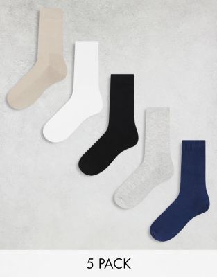 ASOS DESIGN 5 pack socks in multiple colours