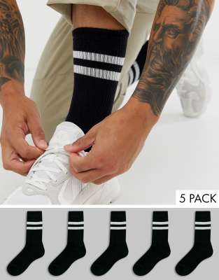 White Athletic Socks with Black Stripes