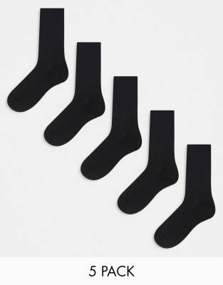 Asos Design 5-pack Ankle Socks In Black In Black