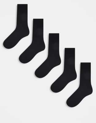Asos Design 5-pack Sport Socks In Black