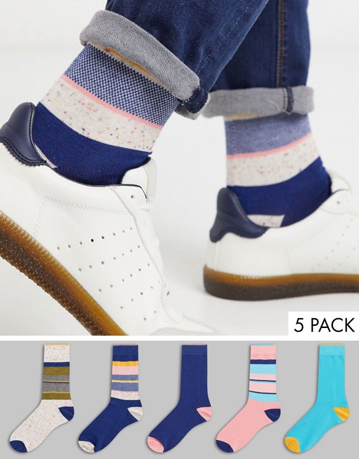 ASOS DESIGN 5 pack sport socks in bright marl patterns
