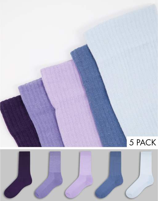 ASOS DESIGN 5 pack sports socks in purple marl tones