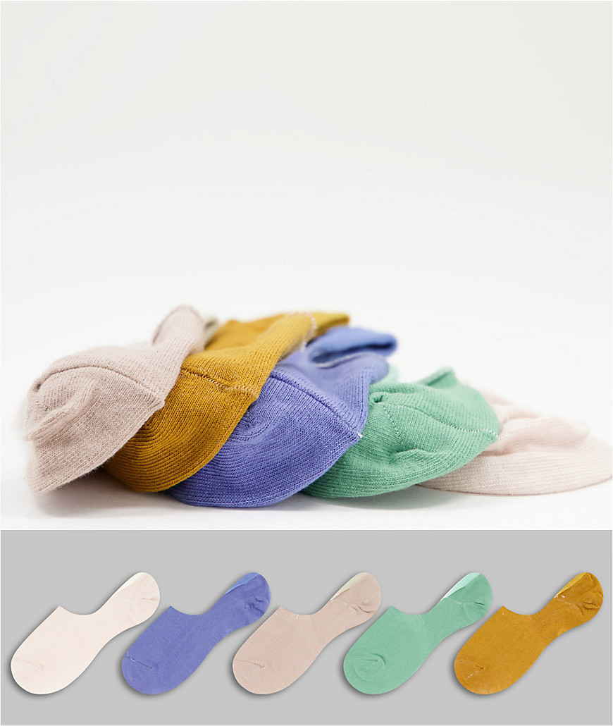 ASOS DESIGN 5-pack summer pastel sneaker socks-Multi