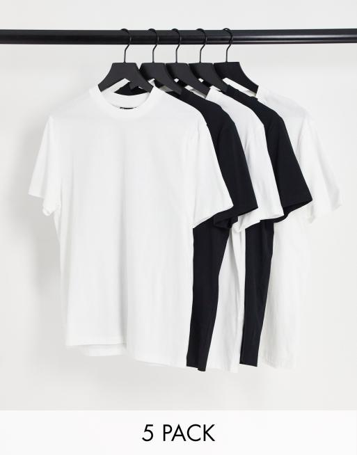 ASOS DESIGN 5 pack t-shirt with crew neck in multiple colors