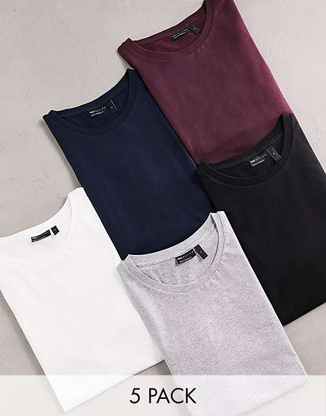 ASOS DESIGN 5 pack t-shirt with crew neck in multiple colors - view 1