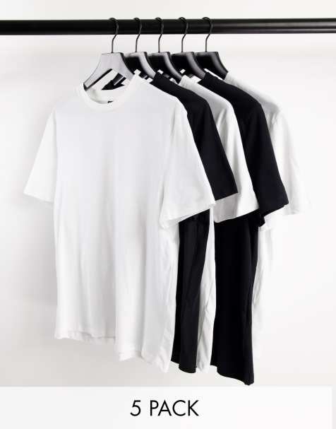 ASOS DESIGN 5 pack t-shirt with crew neck in multiple colours - view 1