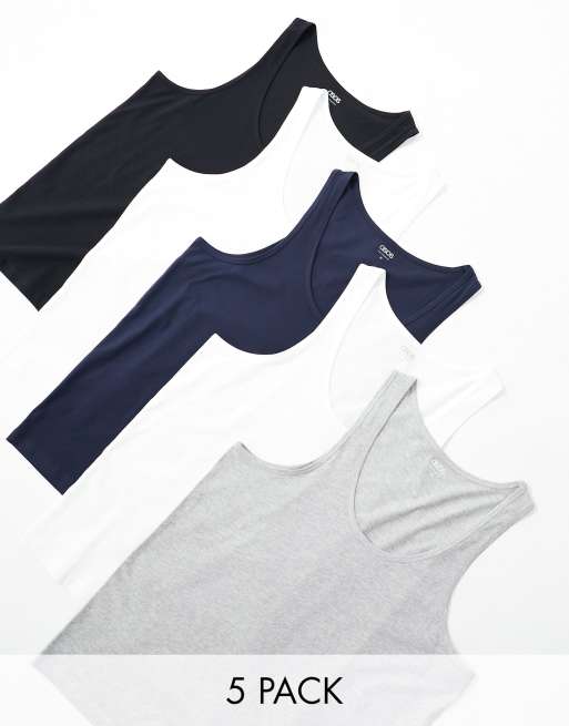 ASOS DESIGN 5 pack tank top in multiple colors