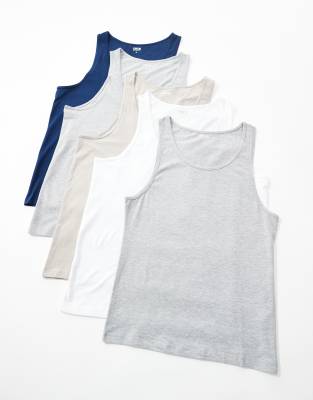 Asos Design 5 Pack Tank Top In Multi