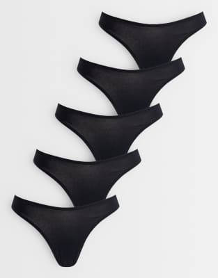 Asos Design 5 Pack Thong In Black