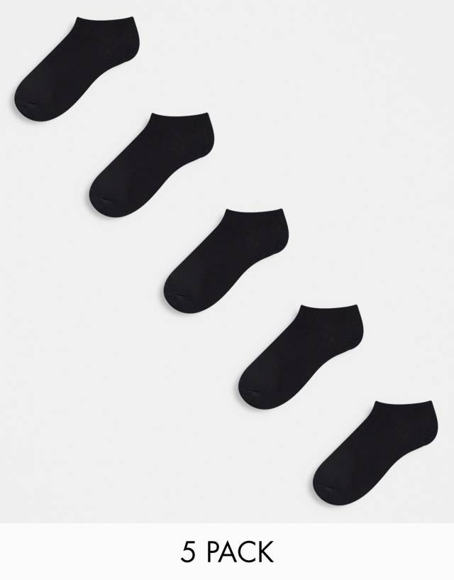 ASOS DESIGN - 5 pack trainer socks in black