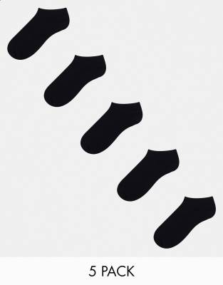 ASOS DESIGN ASOS DESIGN 5 pack trainer socks in black