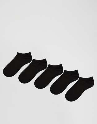 ASOS DESIGN ASOS DESIGN 5 pack trainer socks in black