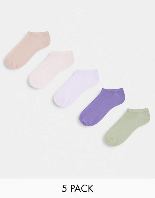 ASOS DESIGN 5 pack trainer socks in earthy tones
