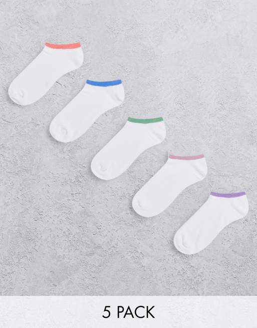 5 PACK White Trainer Socks