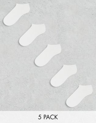 ASOS DESIGN 5 pack trainer socks in white | ASOS