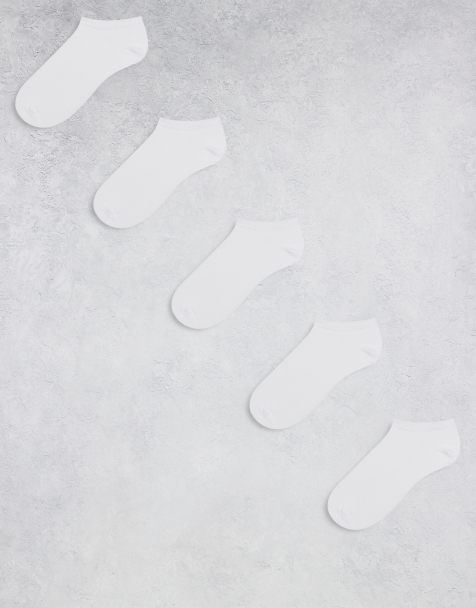 ASOS DESIGN 5 pack trainer socks in white - view 1