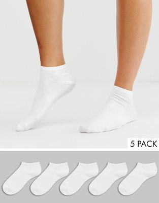 ASOS DESIGN 5 pack trainer socks-White