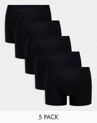 Asos Design 3 Pack Trunks In Black Cotton