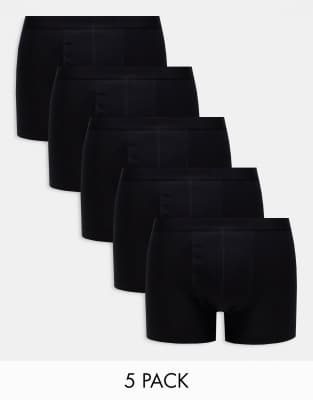 ASOS DESIGN 5 pack trunks in black | ASOS