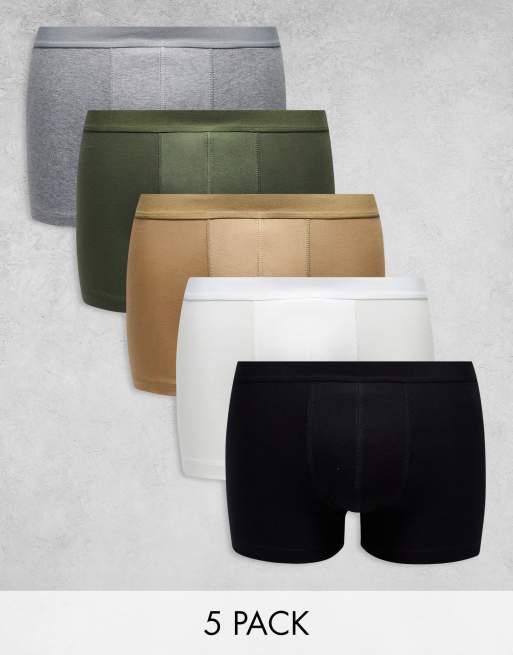 ASOS DESIGN 5 pack trunks in multiple colors