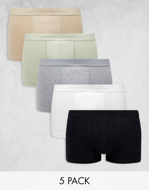  ASOS DESIGN 5 pack trunks in multiple colours 