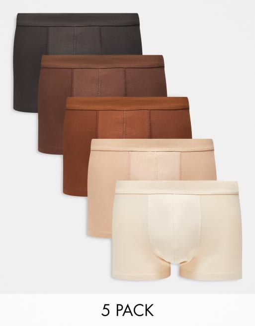 ASOS DESIGN 5 pack trunks in neutral tones