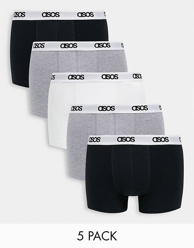ASOS DESIGN - 5 pack trunks with branded waistband