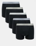 [ASOS DESIGN] ASOS DESIGN 5 pack trunks with coloured waistbands in black S BLACK