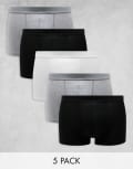 [ASOS DESIGN] ASOS DESIGN 5 pack trunks with plain waistband in multi 3XL MULTI