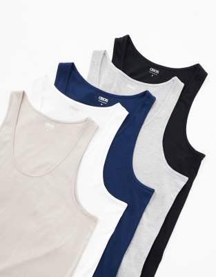 ASOS DESIGN ASOS DESIGN 5 pack vests in multiple colours