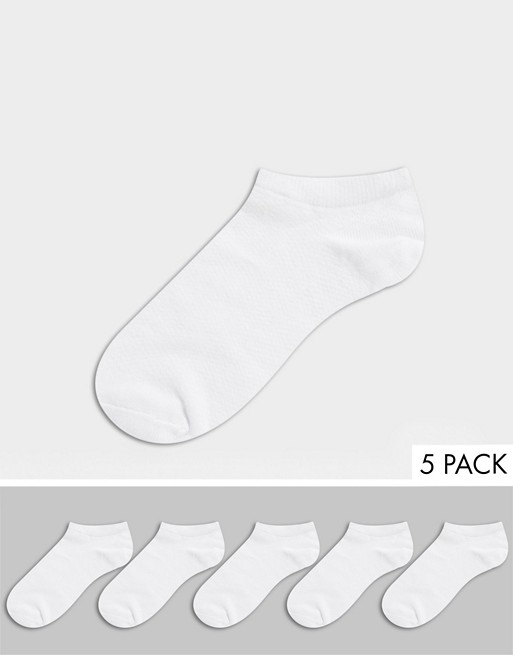 ASOS DESIGN 5 pack waffle design trainer sock in white save