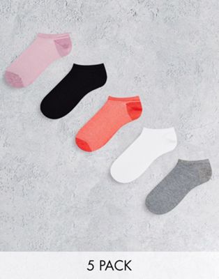 ASOS DESIGN 5 pack waffle texture trainer socks in trend colours