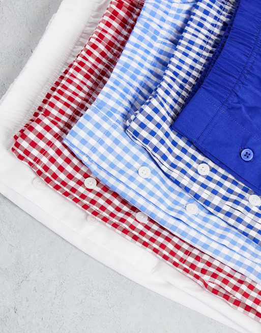 ASOS DESIGN 5 pack woven boxers in plaid print | ASOS
