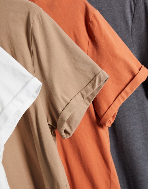ASOS DESIGN – 5 sztuk T-shirtÓw z podwijanymi rękawami – w zestawie taniej! OCKV
