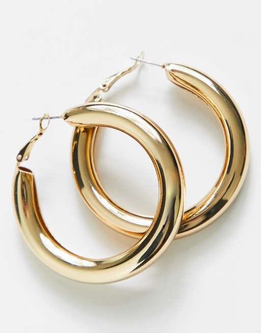 Thick gold deals tube hoop earrings