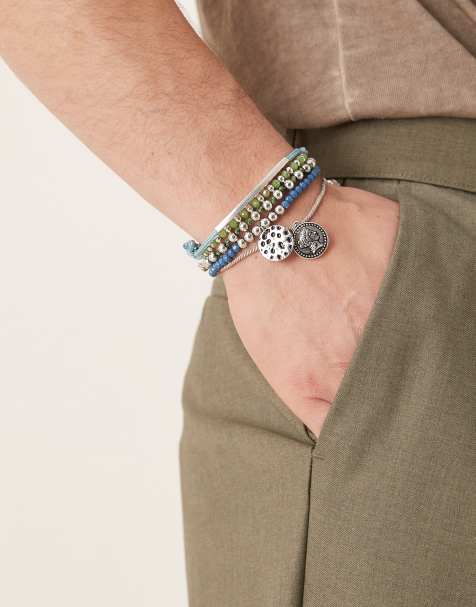 ASOS DESIGN – 5er-Pack Armbänder mit mehrfarbigem Kordel- und Perlendesign - view 1