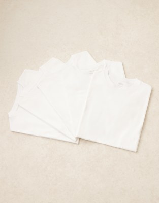 Er-Pack Basic-T-Shirts in Weiß mit Regular-Fit-Schnitt Weiß XS