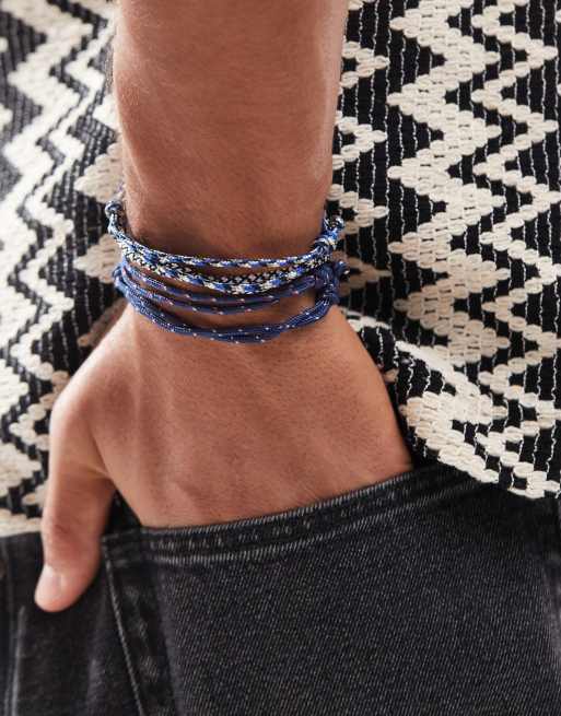 ASOS DESIGN – 5er-Pack Kordelarmbänder in Marineblau