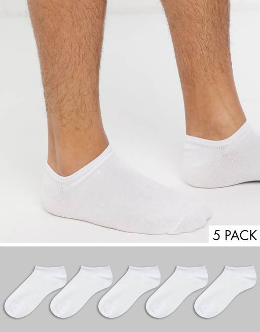 ASOS DESIGN – 5er Pack Sneaker-Socken in Weiß