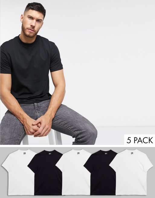 ASOS DESIGN – 5er-Pack T-Shirts mit Rundhalsausschnitt -MULTI