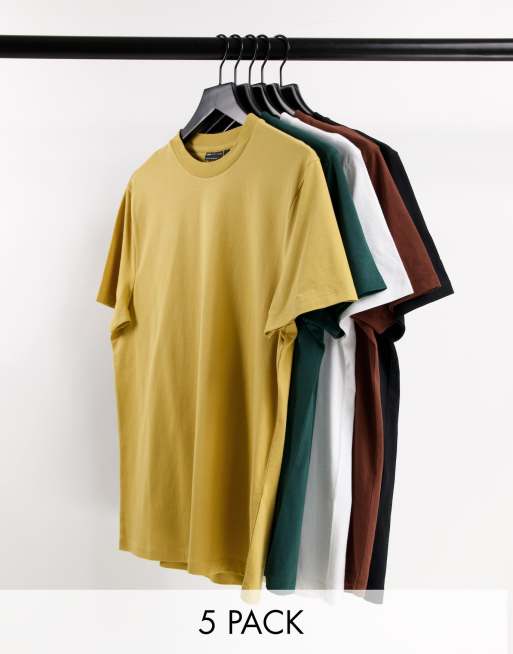 ASOS DESIGN – 5er-Pack T-Shirts mit Rundhalsausschnitt -MULTI