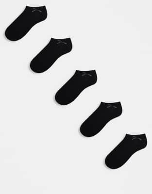 ASOS DESIGN - 5er Packung schwarze Sneakersocken mit Schleife